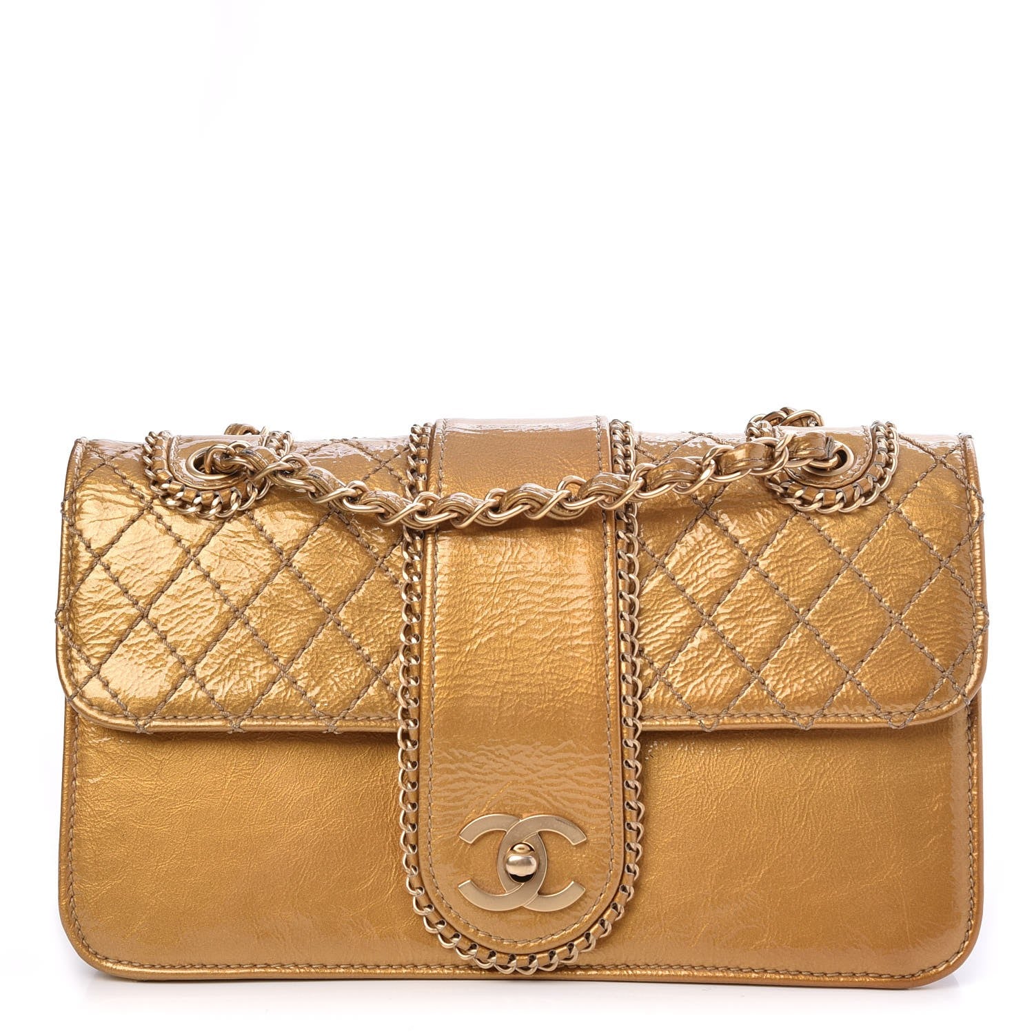 Chanel Patent Medium Madison Flap Gold 1 of 8