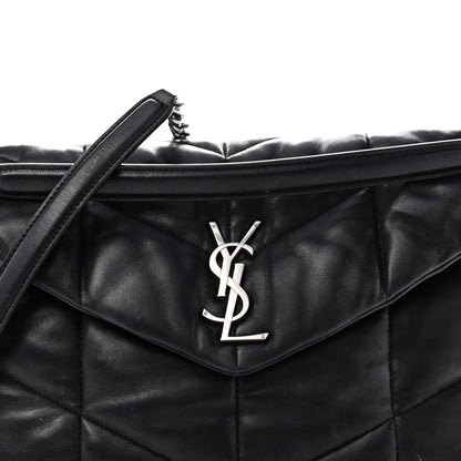 Saint Laurent Lambskin Quilted Medium Loulou Puffer Monogram Chain Satchel Black 8 of 11