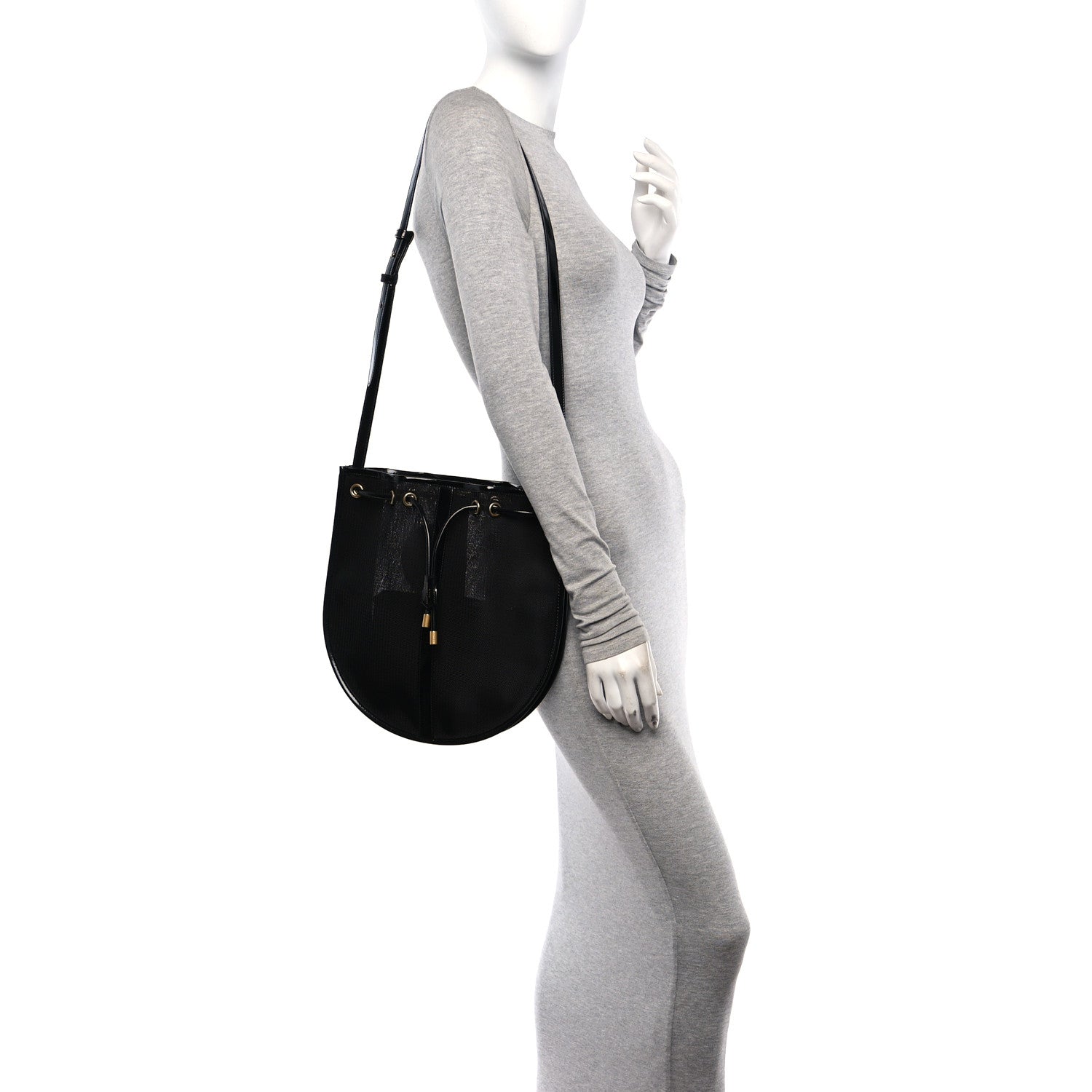Saint Laurent Mesh Patent Daryl Shoulder Bag Black 2 of 10