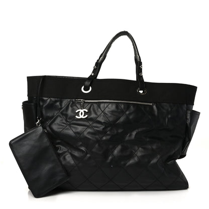 Chanel Coated Canvas Stitched XL Paris Biarritz Tote Black 3 of 15