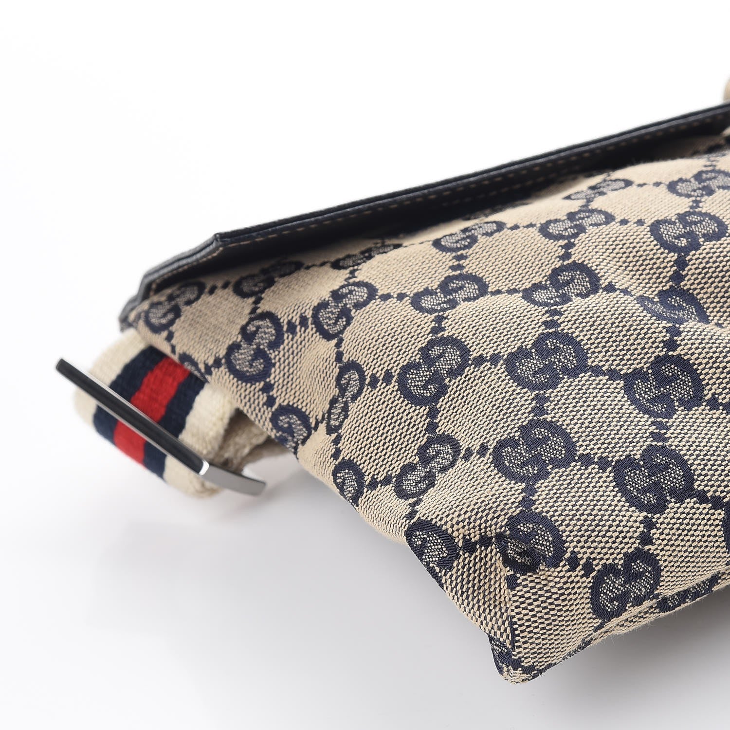 Gucci GG Monogram Web Double Pocket Belt Bag Navy 9 of 10