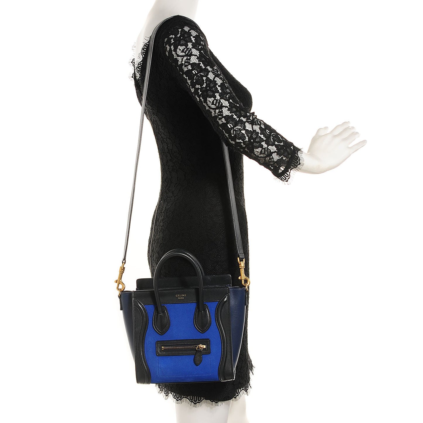 Smooth Calfskin Nubuck Nano Tri-Color Luggage Bright Blue