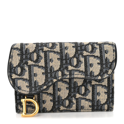 Christian Dior Oblique Saddle Card Holder Blue 1 of 8