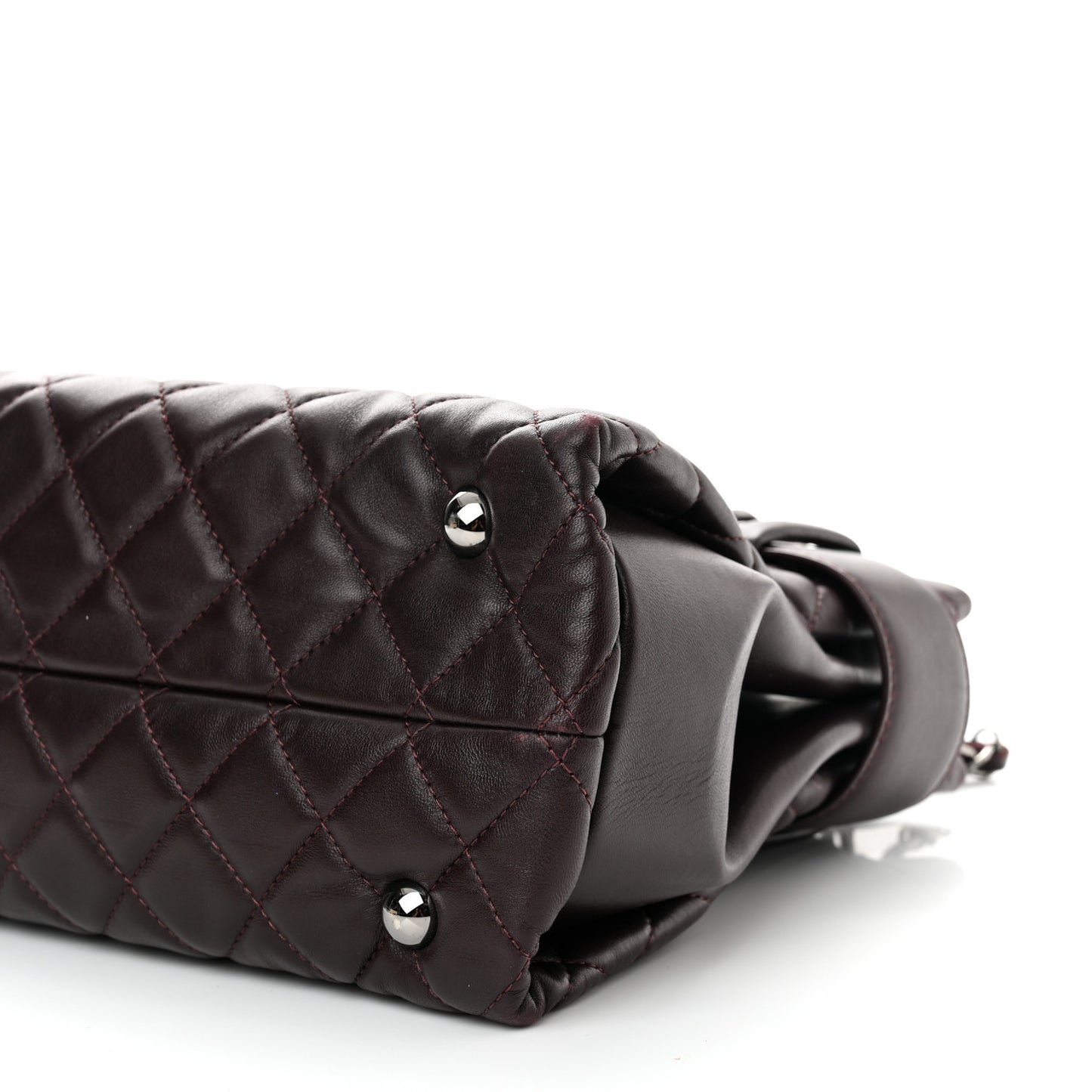 Lambskin Quilted Small Coco Loop Tote Burgundy