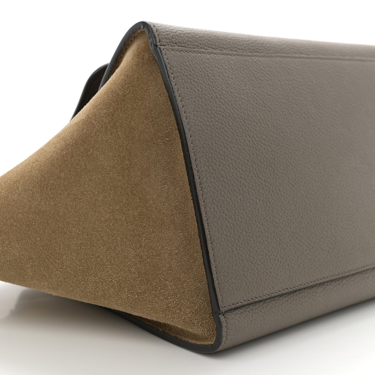 Drummed Calfskin Suede Small Trapeze Souris