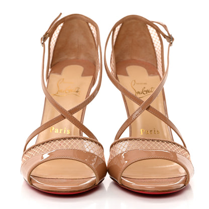 Christian Louboutin Patent Mesh Slikova Sandals Pumps 36.5 Nude 2 of 8