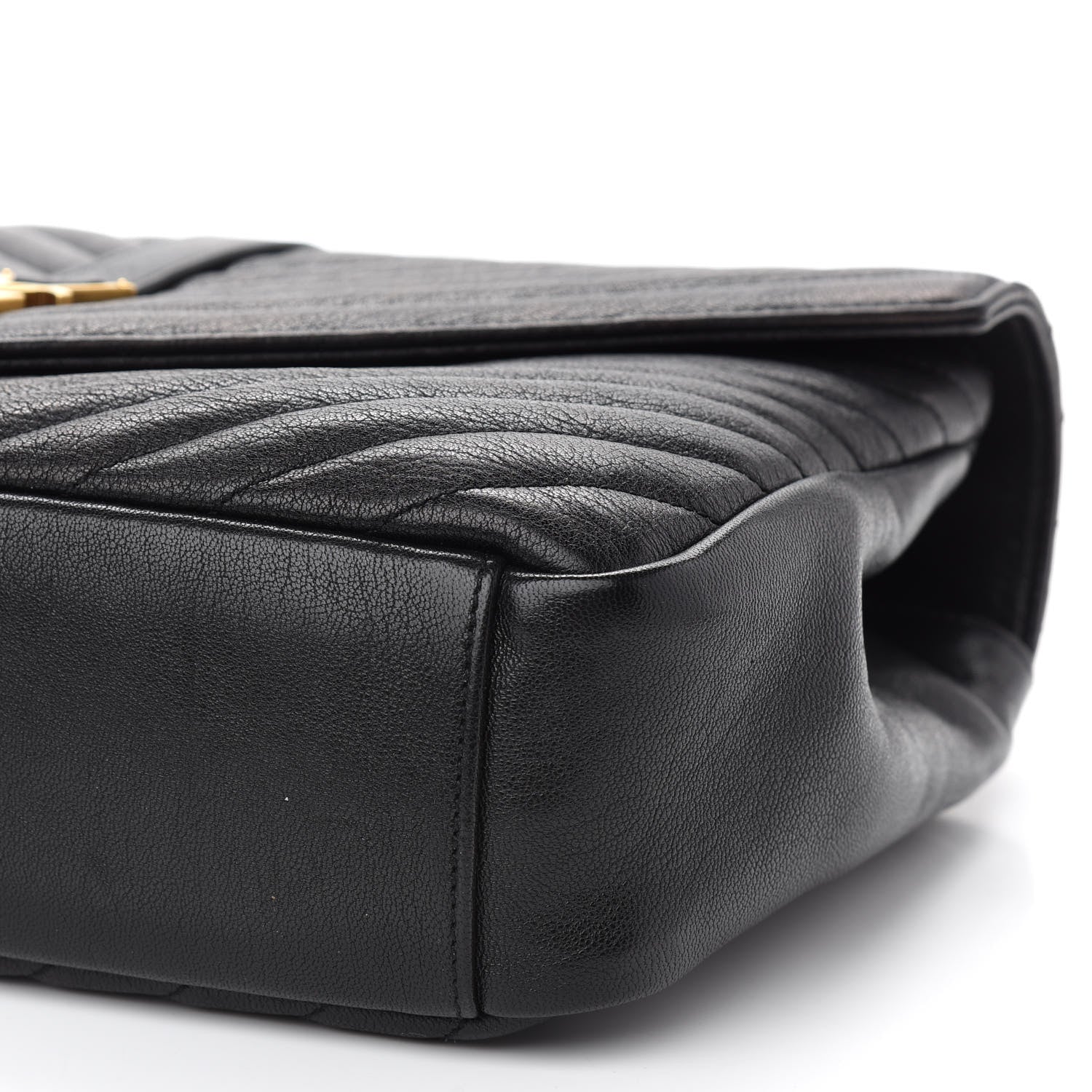 Saint Laurent Sheepskin Matelasse Chevron Monogram Large College Satchel Black 9 of 9