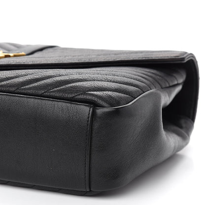 Saint Laurent Sheepskin Matelasse Chevron Monogram Large College Satchel Black 9 of 9