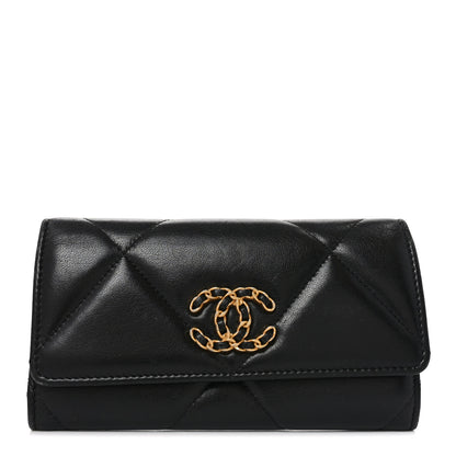 Chanel Lambskin Quilted Chanel 19 Flap Wallet Black 1 of 8