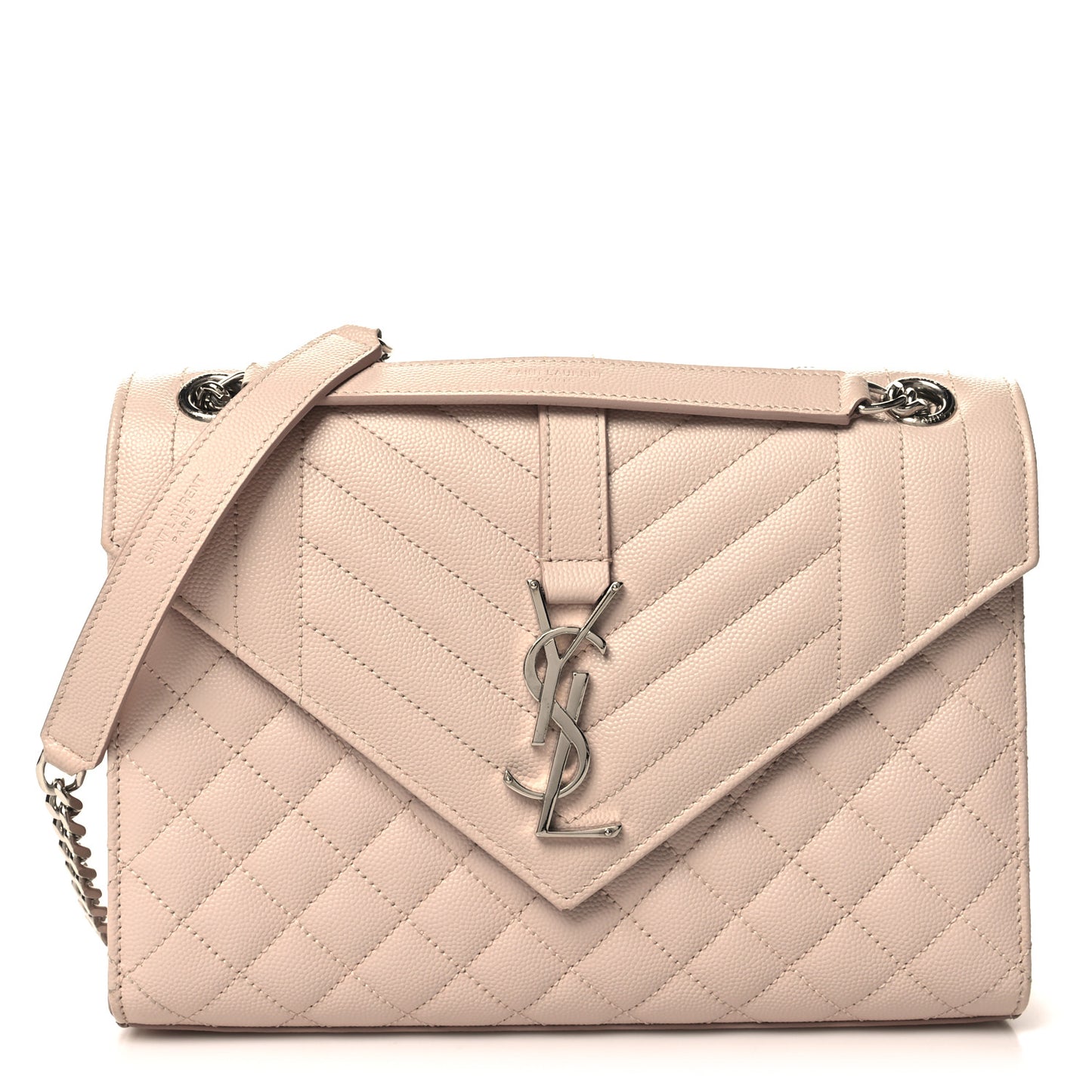 Grain De Poudre Textured Mixed Matelasse Medium Triquilt Monogram Satchel Marble Pink