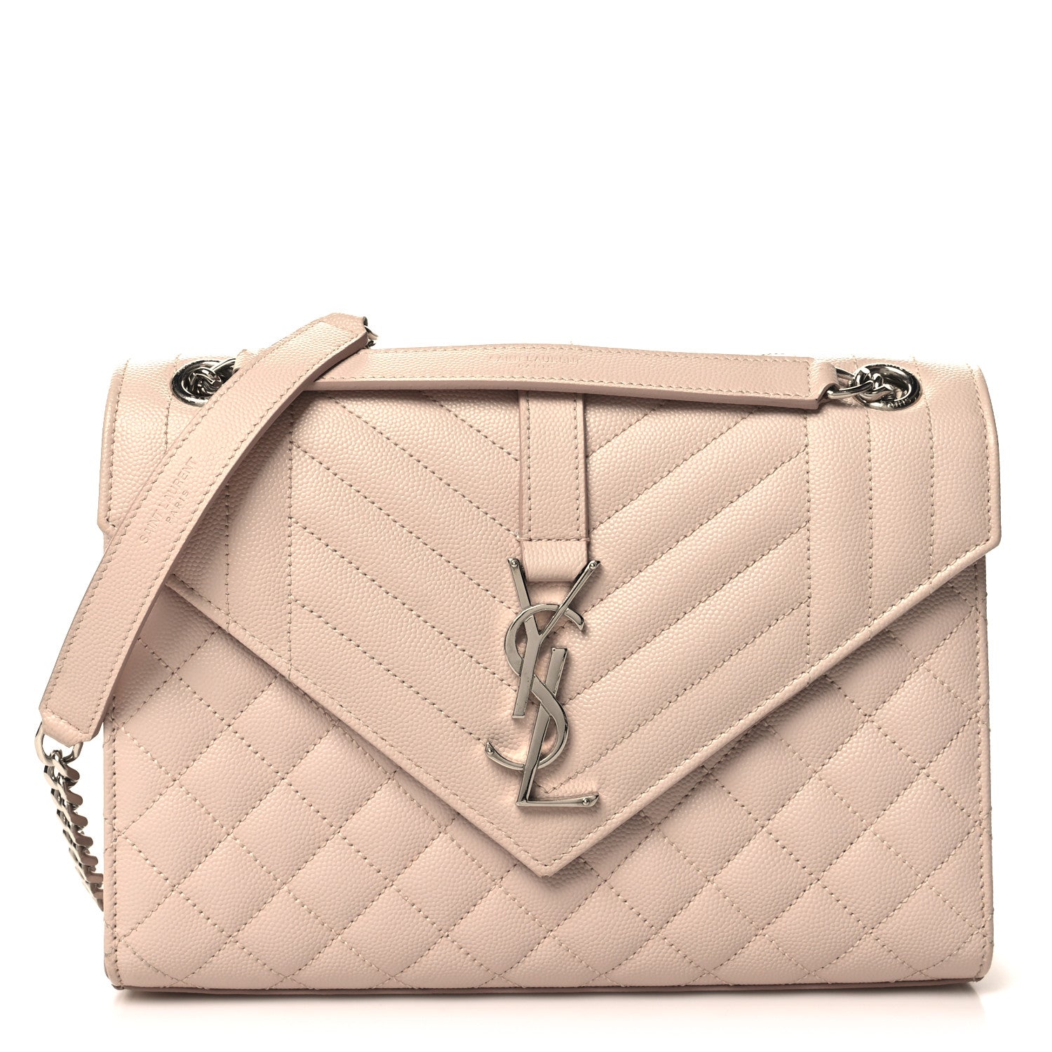 Saint Laurent Grain De Poudre Textured Mixed Matelasse Medium Triquilt Monogram Satchel Marble Pink 1 of 10