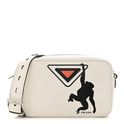 Prada City Calf Monkey Print Camera Bag White Papaya 1 of 14