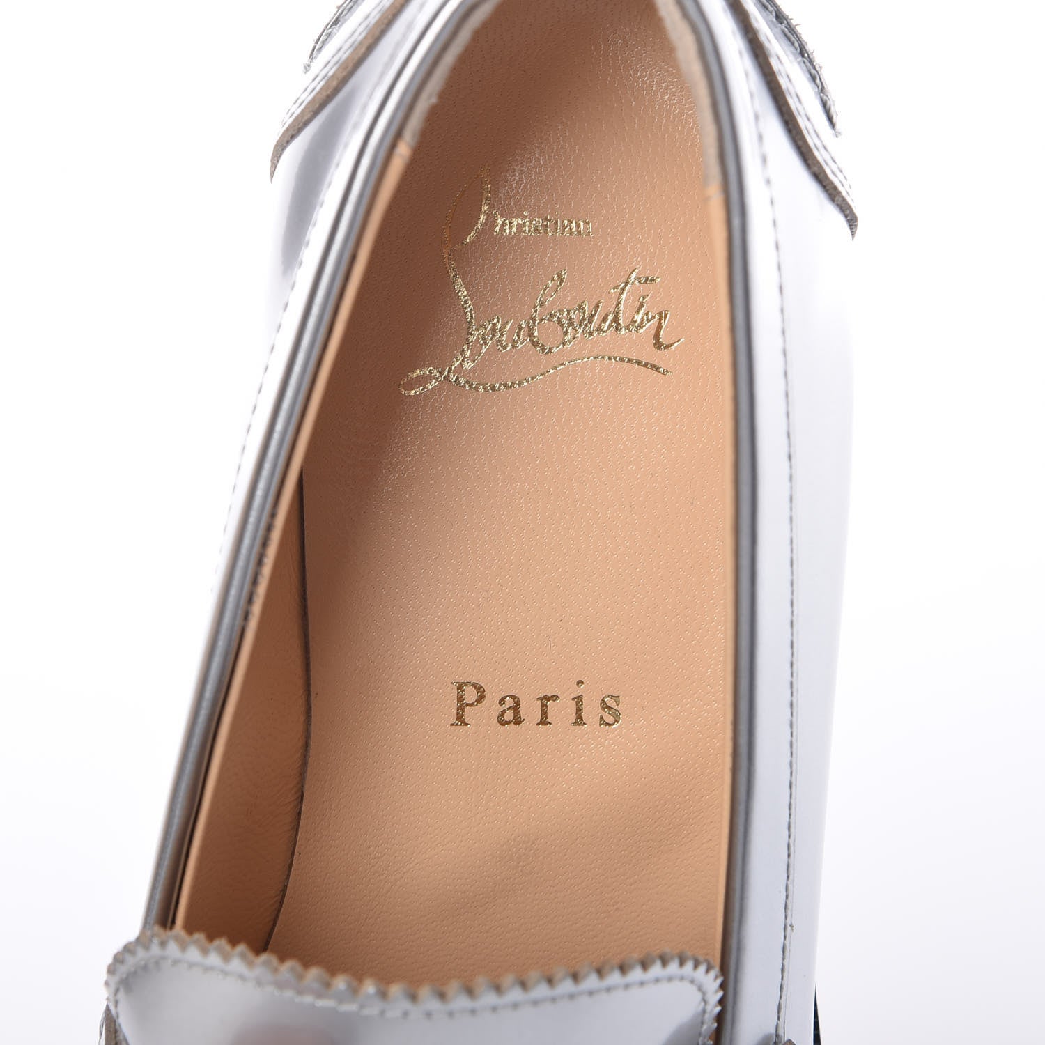 Christian Louboutin Mirror Patent Montezumo Donna Flat Loafers 36 Silver 7 of 8