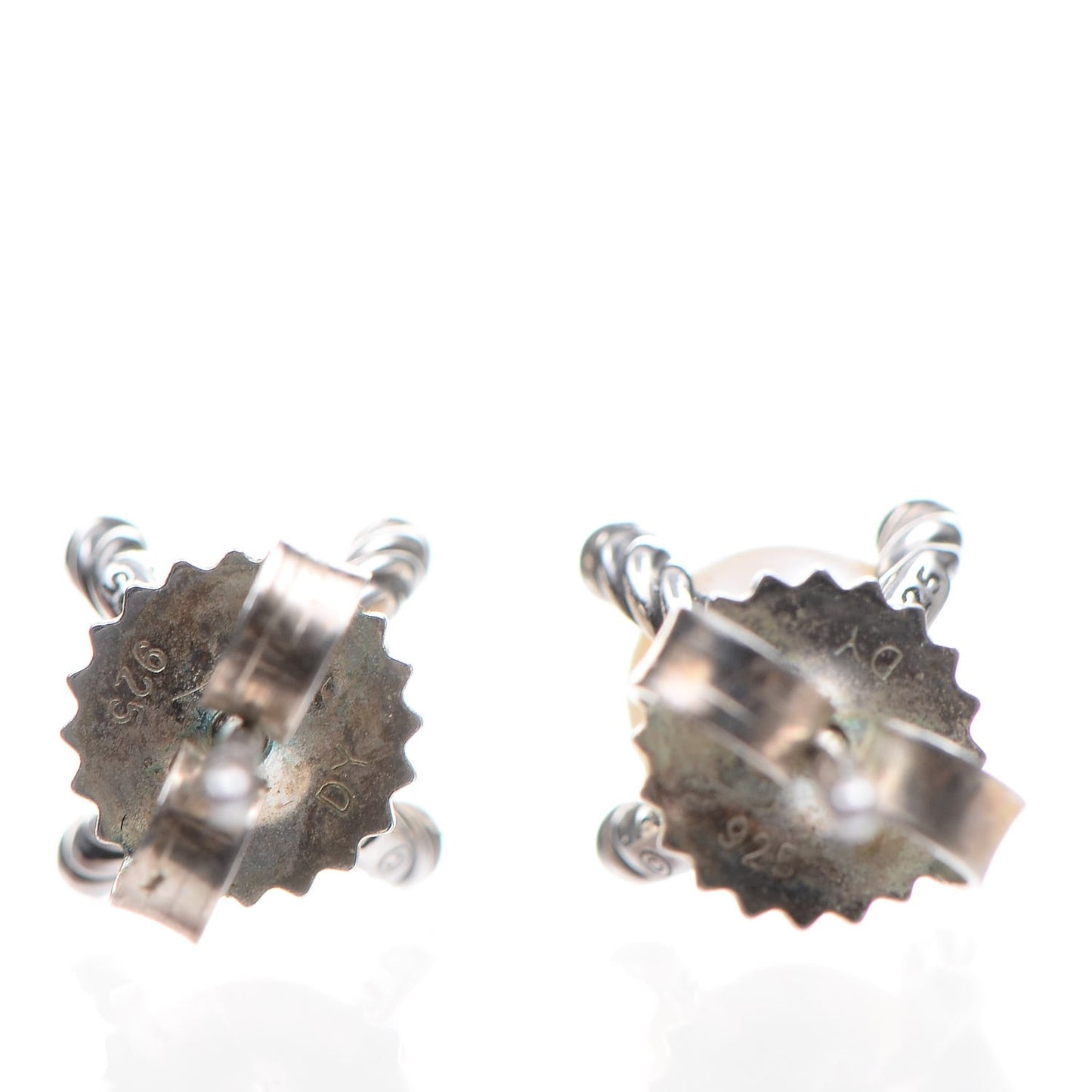 Sterling Silver Diamond Pearl 7mm Earrings