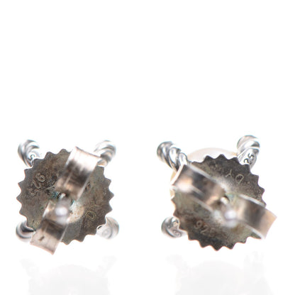 David Yurman Sterling Silver Diamond Pearl 7mm Earrings 4 of 8