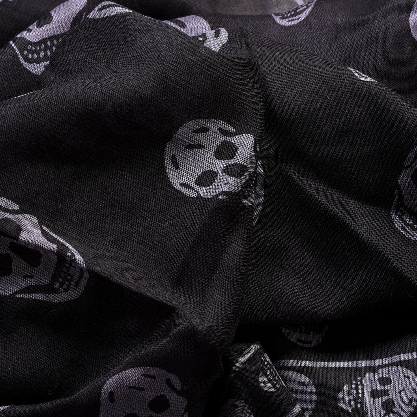 Silk Chiffon Skull Scarf Black Grey