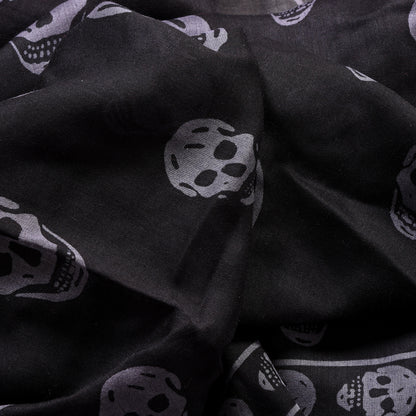 Alexander McQueen Silk Chiffon Skull Scarf Black Grey 4 of 4