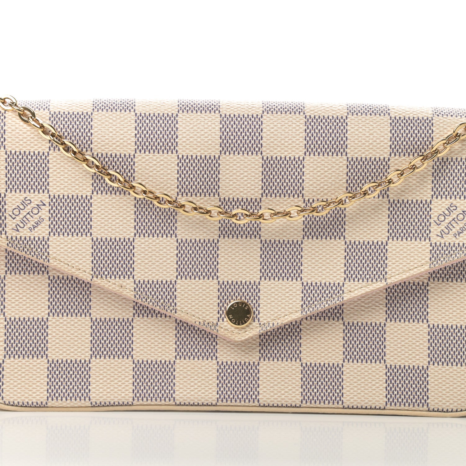 Louis Vuitton Damier Azur Pochette Felicie Chain Wallet Rose Ballerine 10 of 15