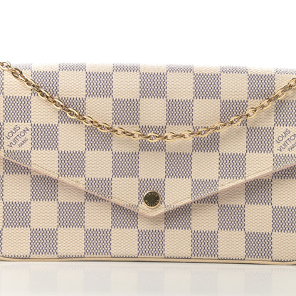 Louis Vuitton Damier Azur Pochette Felicie Chain Wallet Rose Ballerine 10 of 15