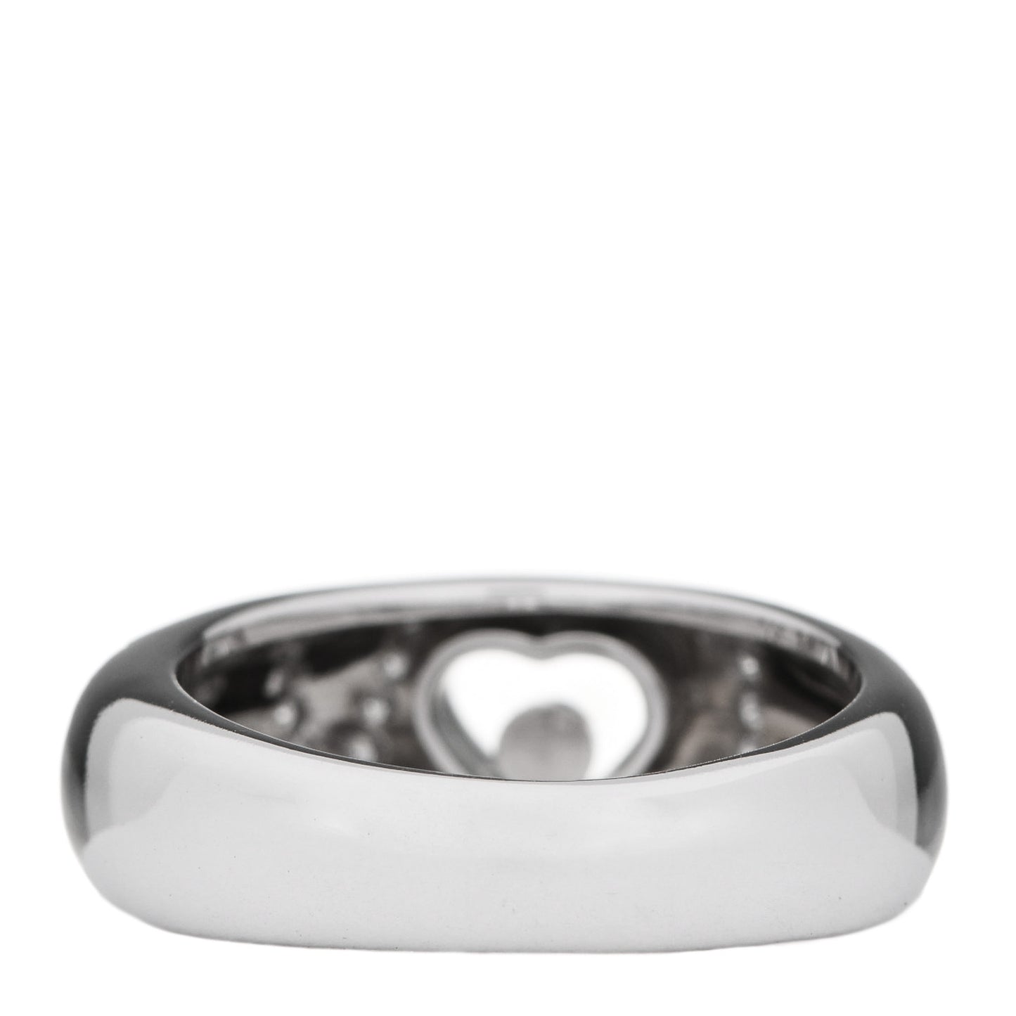 18K White Gold Happy Diamonds Love Heart Band Ring 54 7