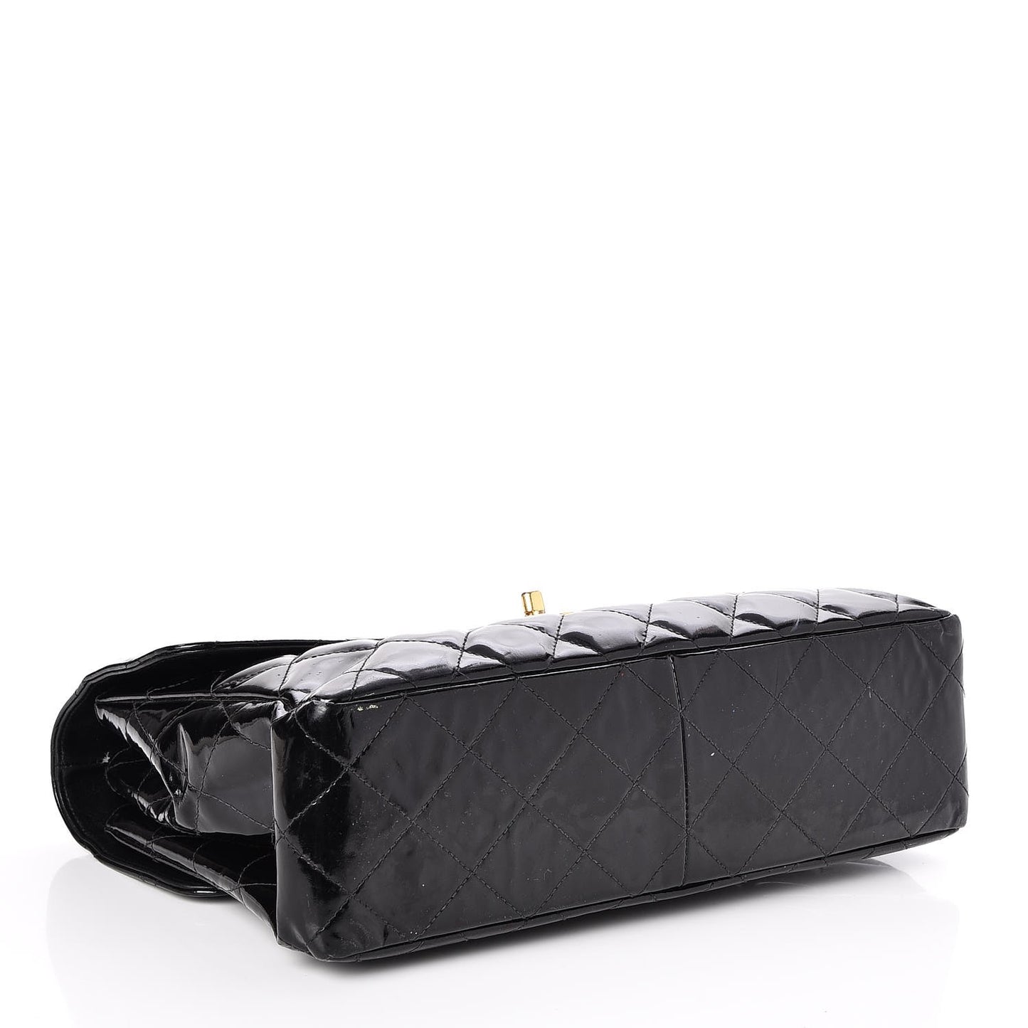 Patent Quilted Jumbo Double Sided Flap Black