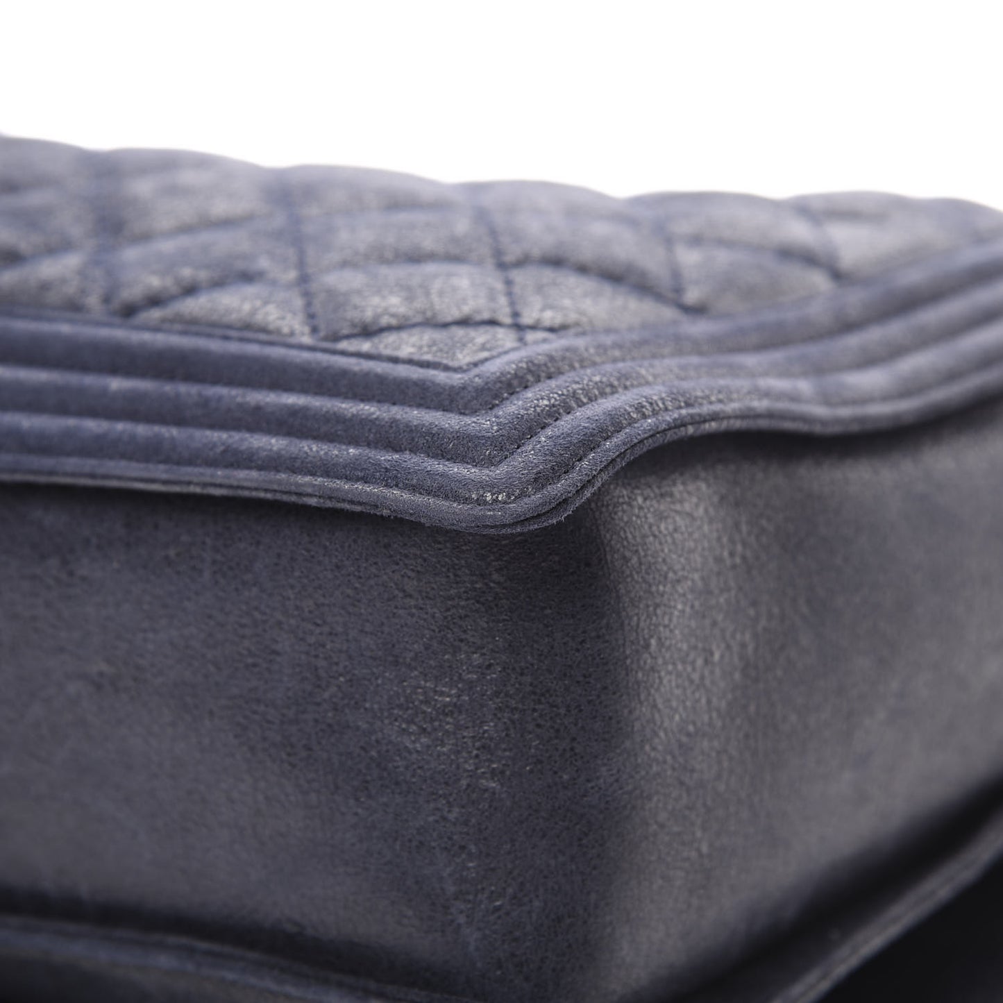 Goatskin Quilted Large Gentle Boy Flap Navy