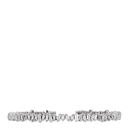Suzanne Kalan 18K White Gold Diamond Fireworks Classic Baguette Bangle Bracelet 1 of 3