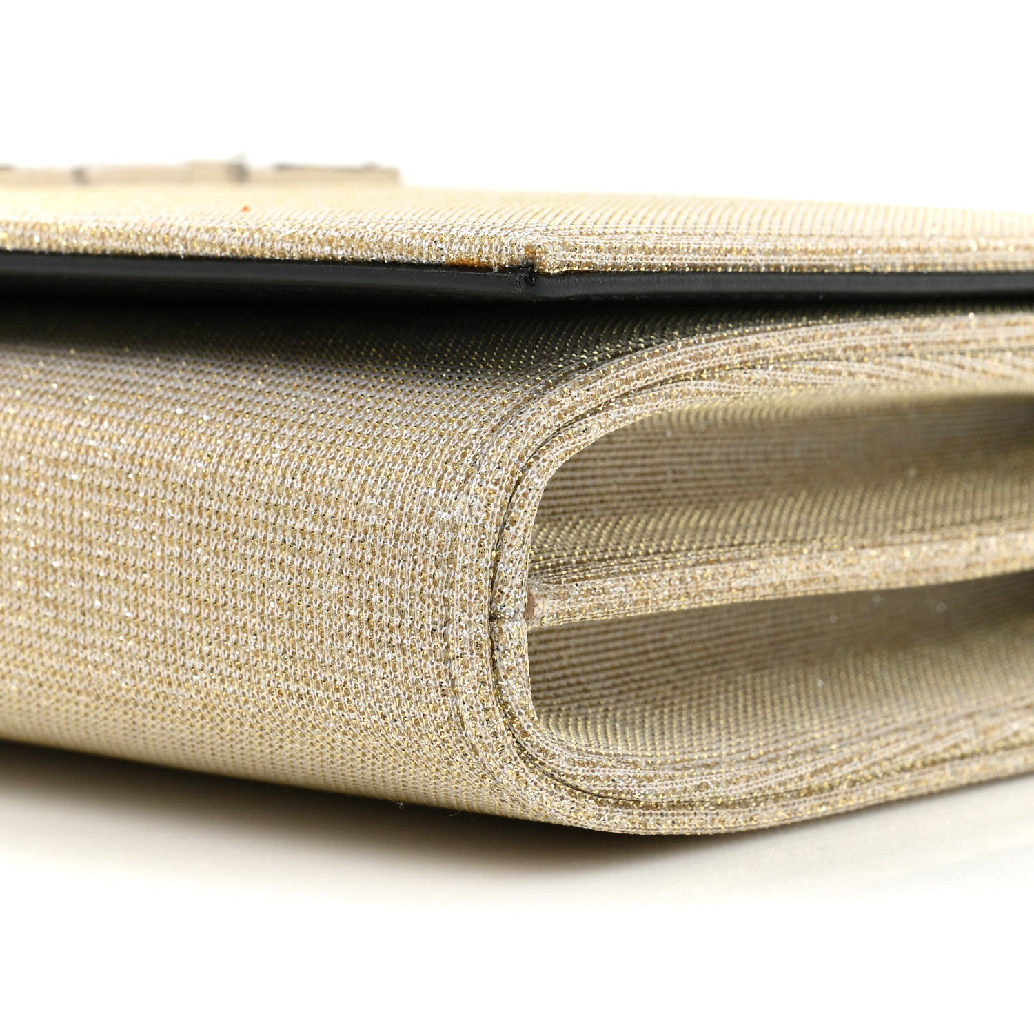Saint Laurent Metallic Sparkle Fabric Monogram Chain Wallet Platino 9 of 13