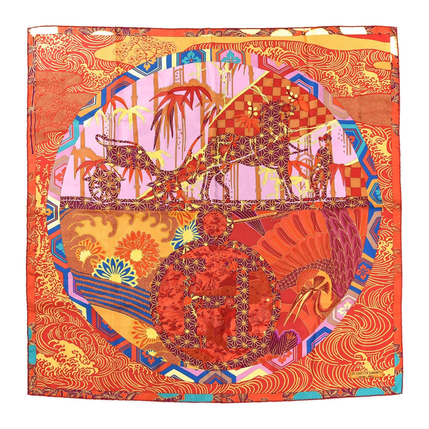Silk Ex Libris En Monogram Kimonos Scarf 90