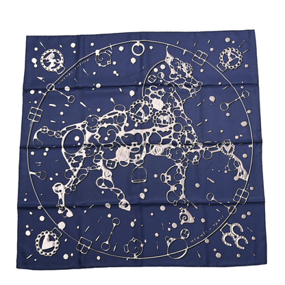 Hermes Silk Cheval Fusion Scarf 90 Marine Gris Argent 1 of 5