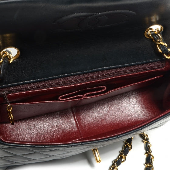 Lambskin Quilted Mini Square Flap Black