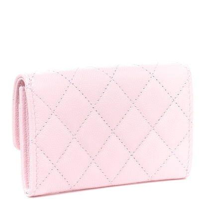 Chanel Caviar Quilted Crystal CC Flap Card Holder Pink 3 of 9