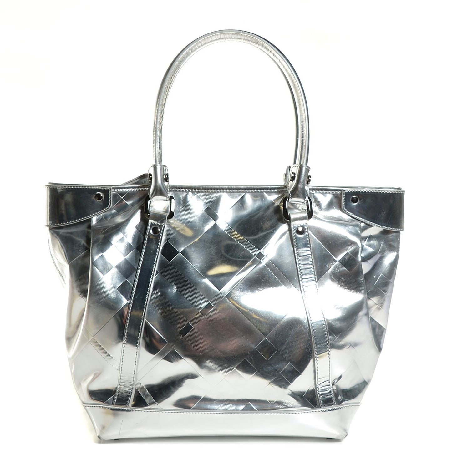 Patent Check Embossed Ember Tote Silver