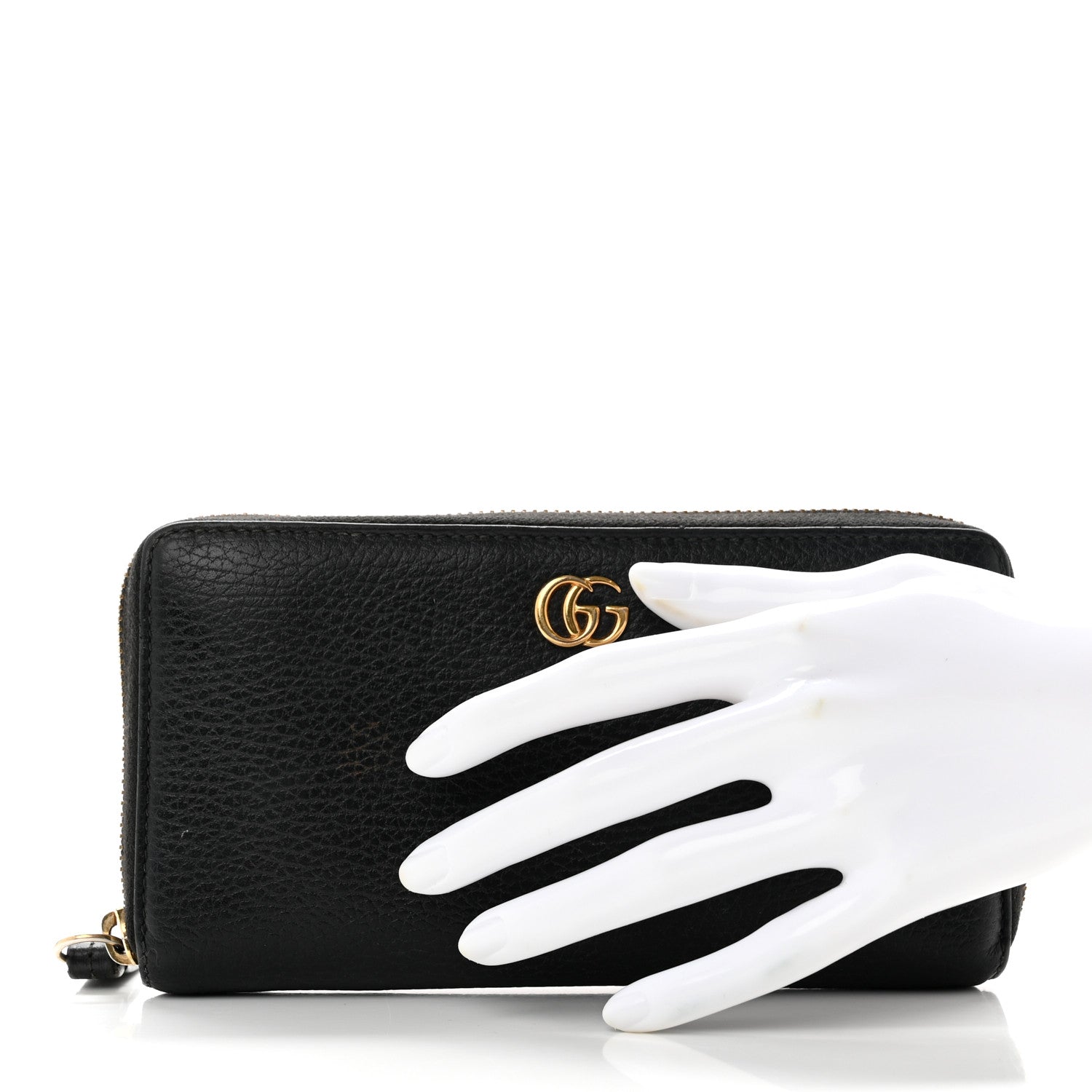 Gucci Dollar Calfskin GG Marmont Zip Around Wallet Black 2 of 8