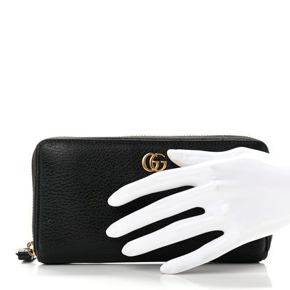 Gucci Dollar Calfskin GG Marmont Zip Around Wallet Black 2 of 8