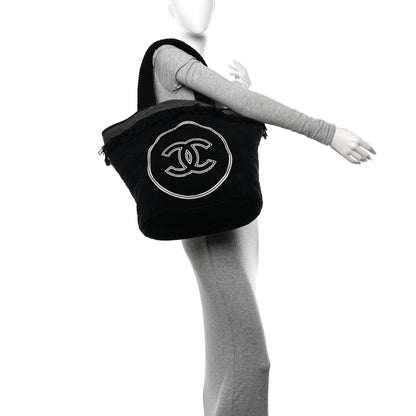 Chanel Terry Cotton CC Beach Tote Towel Set Black 2 of 14