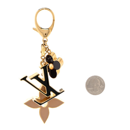 Louis Vuitton Metal Enamel Fleur De Monogram Bag Charm Dore 2 of 5
