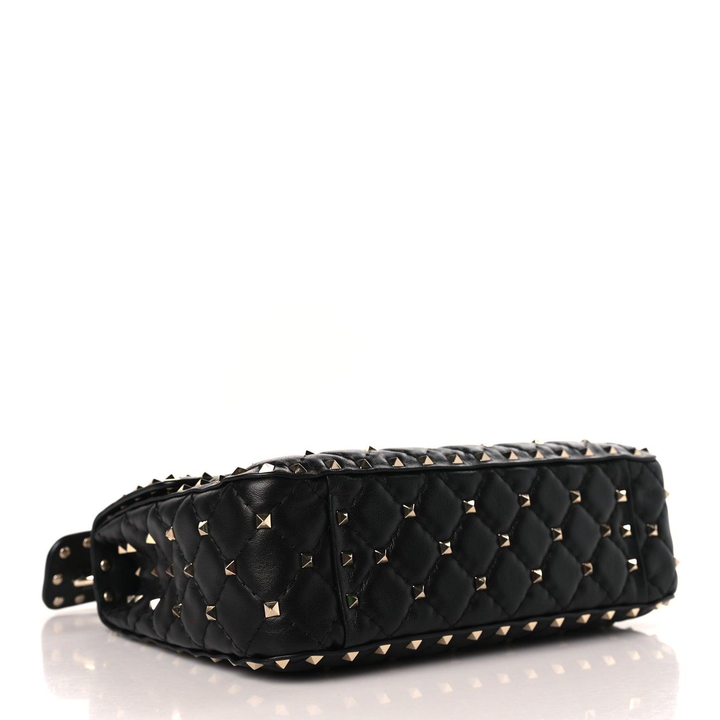 Lambskin Medium Rockstud Spike Shoulder Bag Black