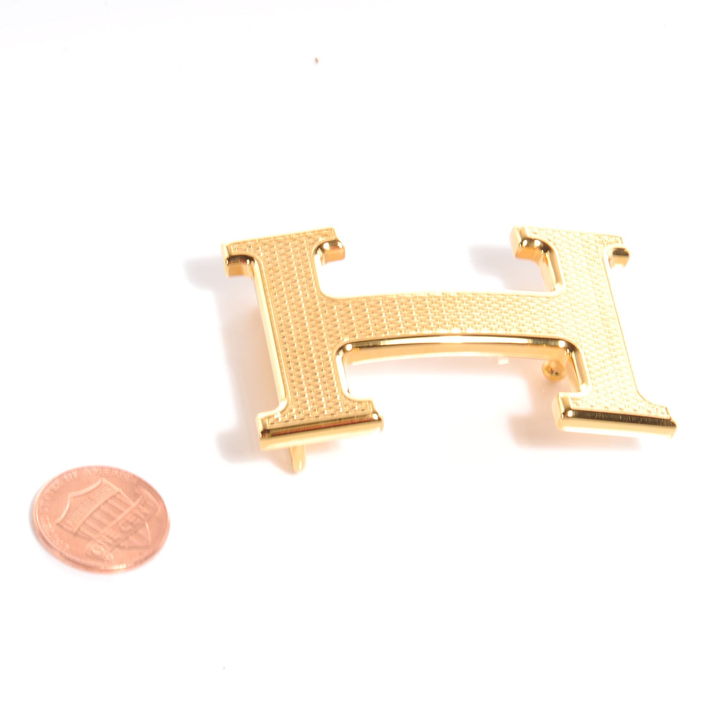 Guilloche H Belt Buckle Gold