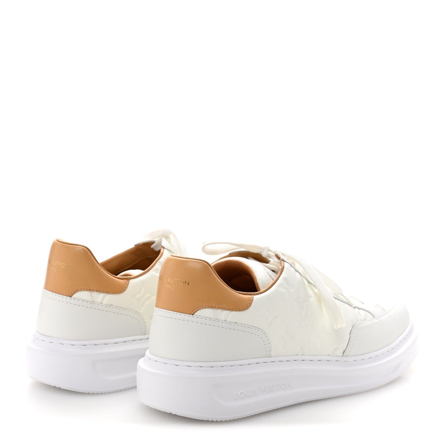 Grained Calfskin Embossed Monogram Mens Beverly Hills Sneakers 8 White