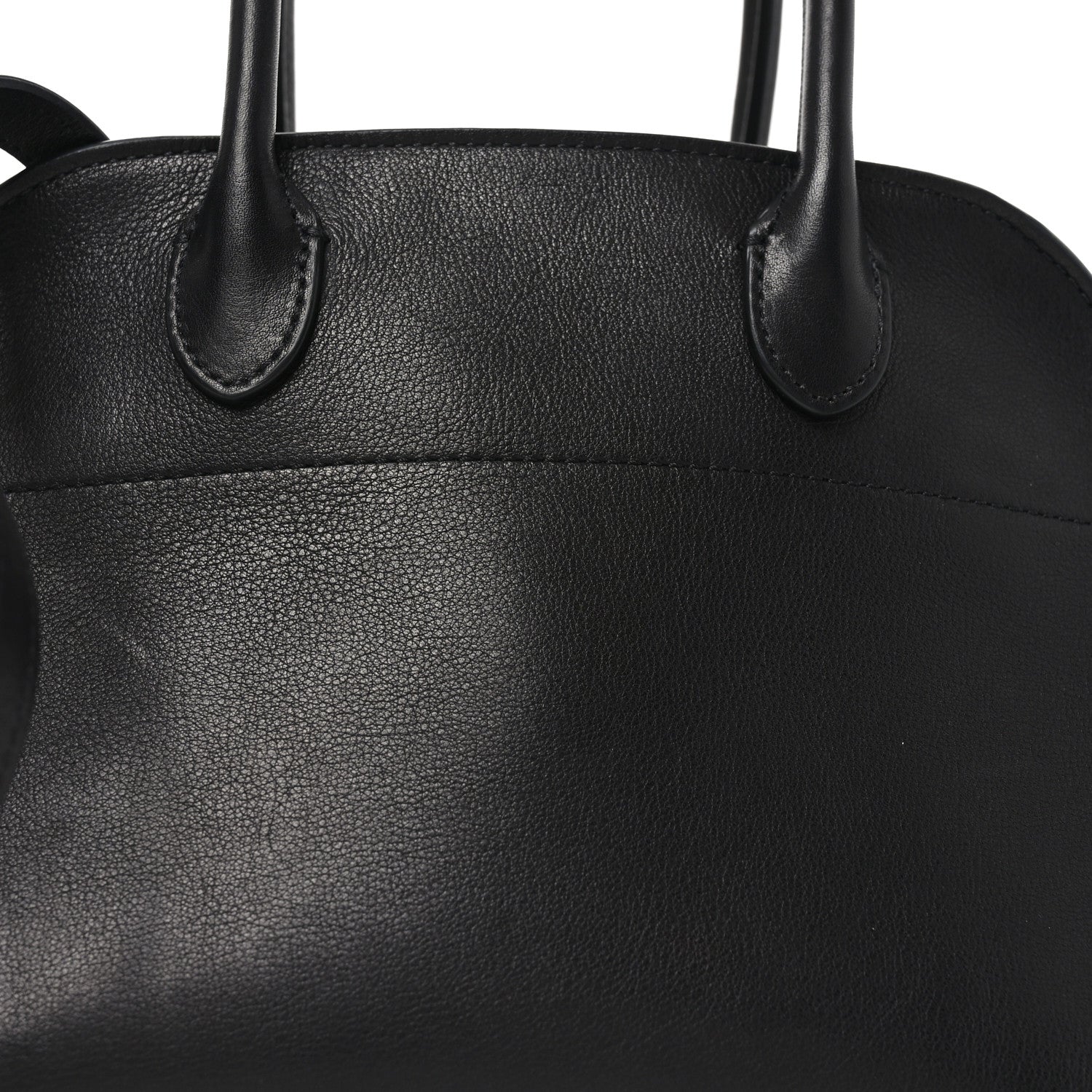 The Row Polished Saddle Calfskin Soft Margaux 10 Bag Black 7 of 9