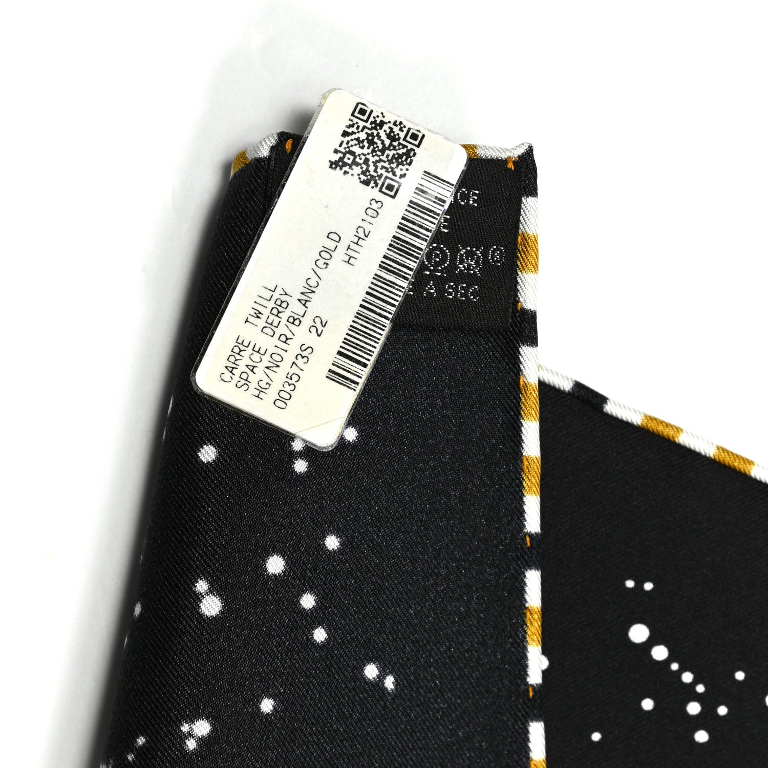 Hermes Silk Space Derby Scarf 90 Black White Gold 2 of 6