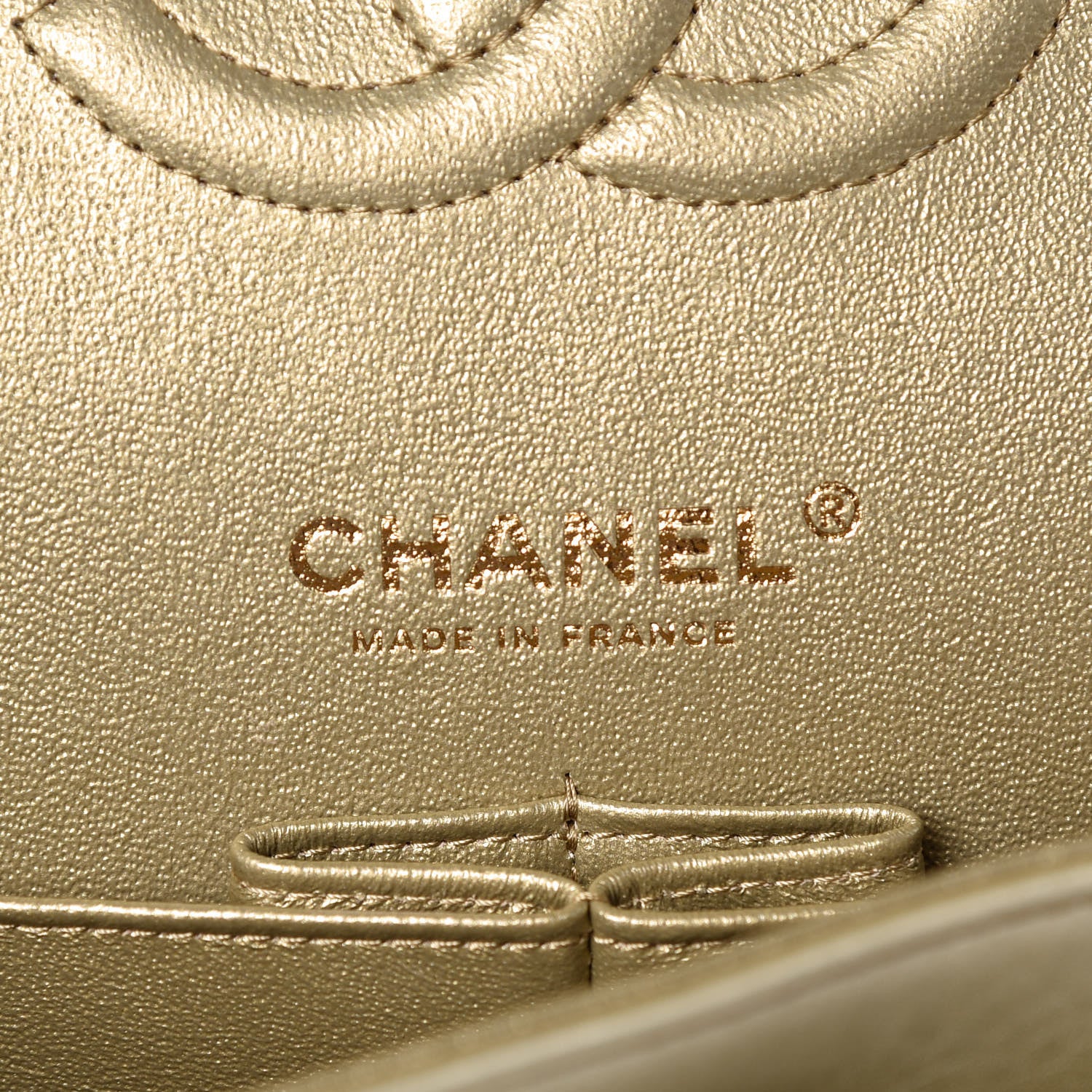 Chanel Metallic Patent Crumpled Calfskin Chevron Quilted Medium Double Flap Gold 6 of 12