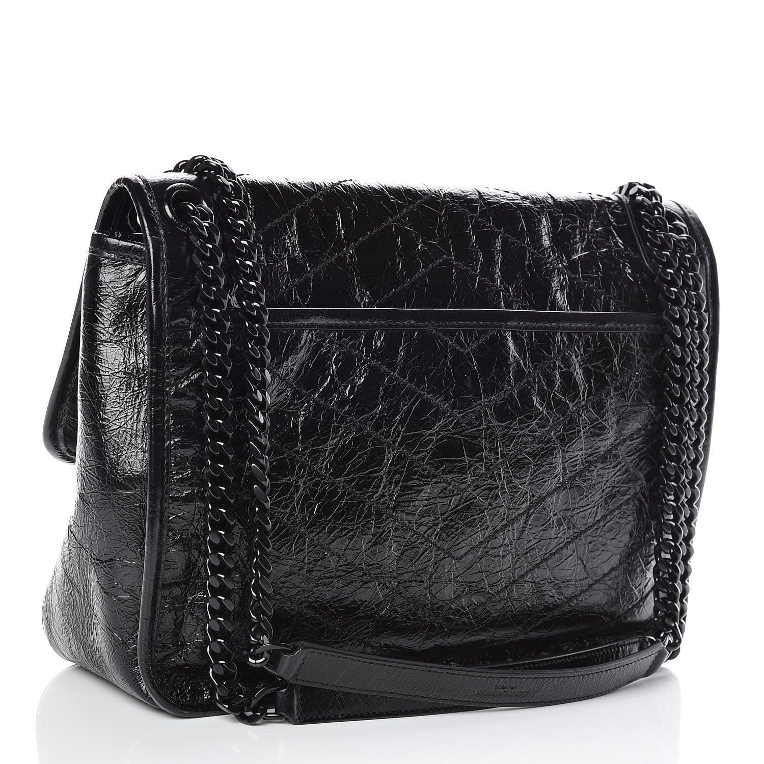 Saint Laurent Crinkled Calfskin Matelasse Monogram Medium Niki Chain Satchel Black 4 of 10