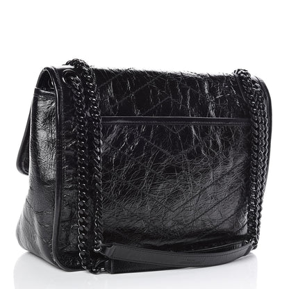 Saint Laurent Crinkled Calfskin Matelasse Monogram Medium Niki Chain Satchel Black 4 of 10
