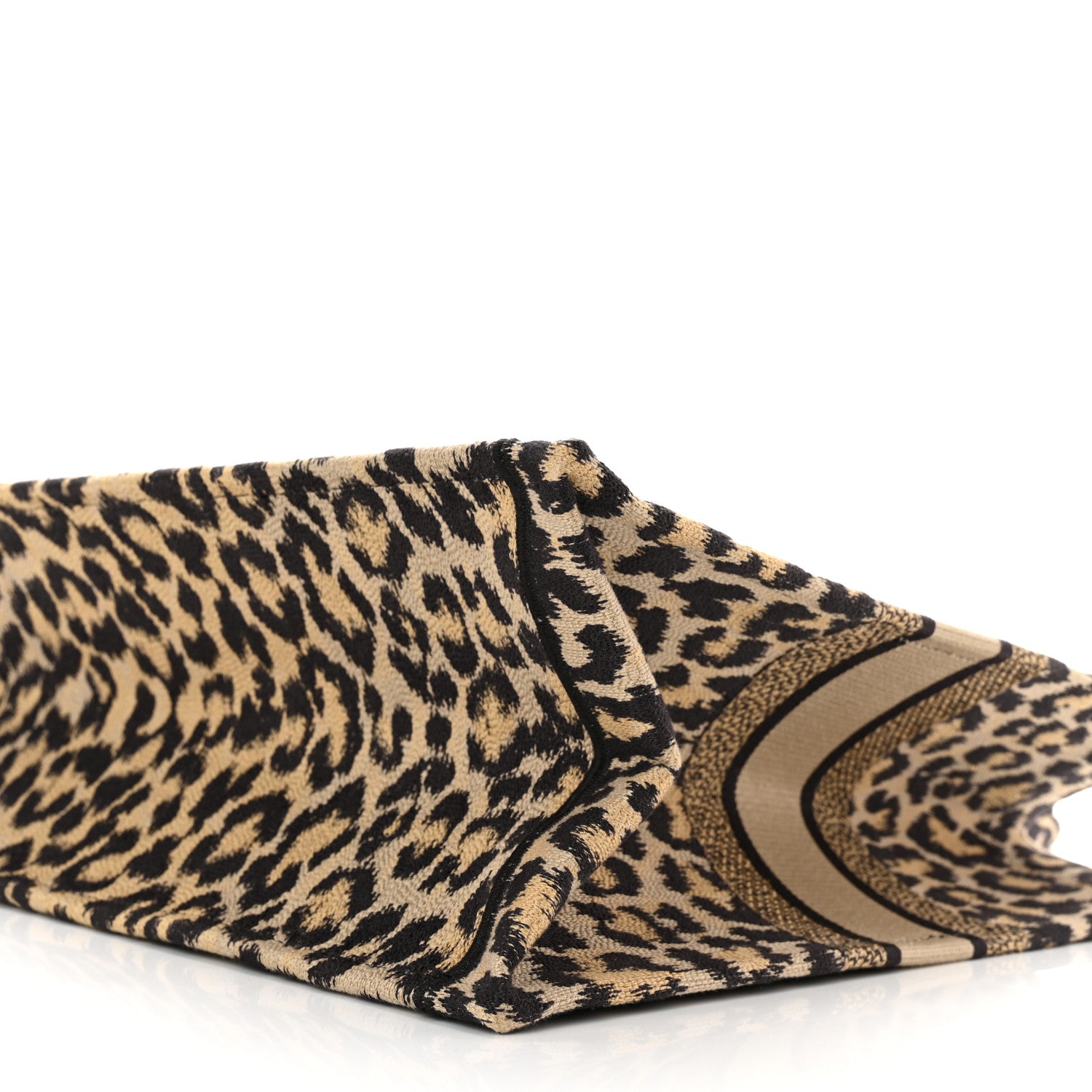 Christian Dior Canvas Mizza Embroidered Large Leopard Book Tote Beige 10 of 11