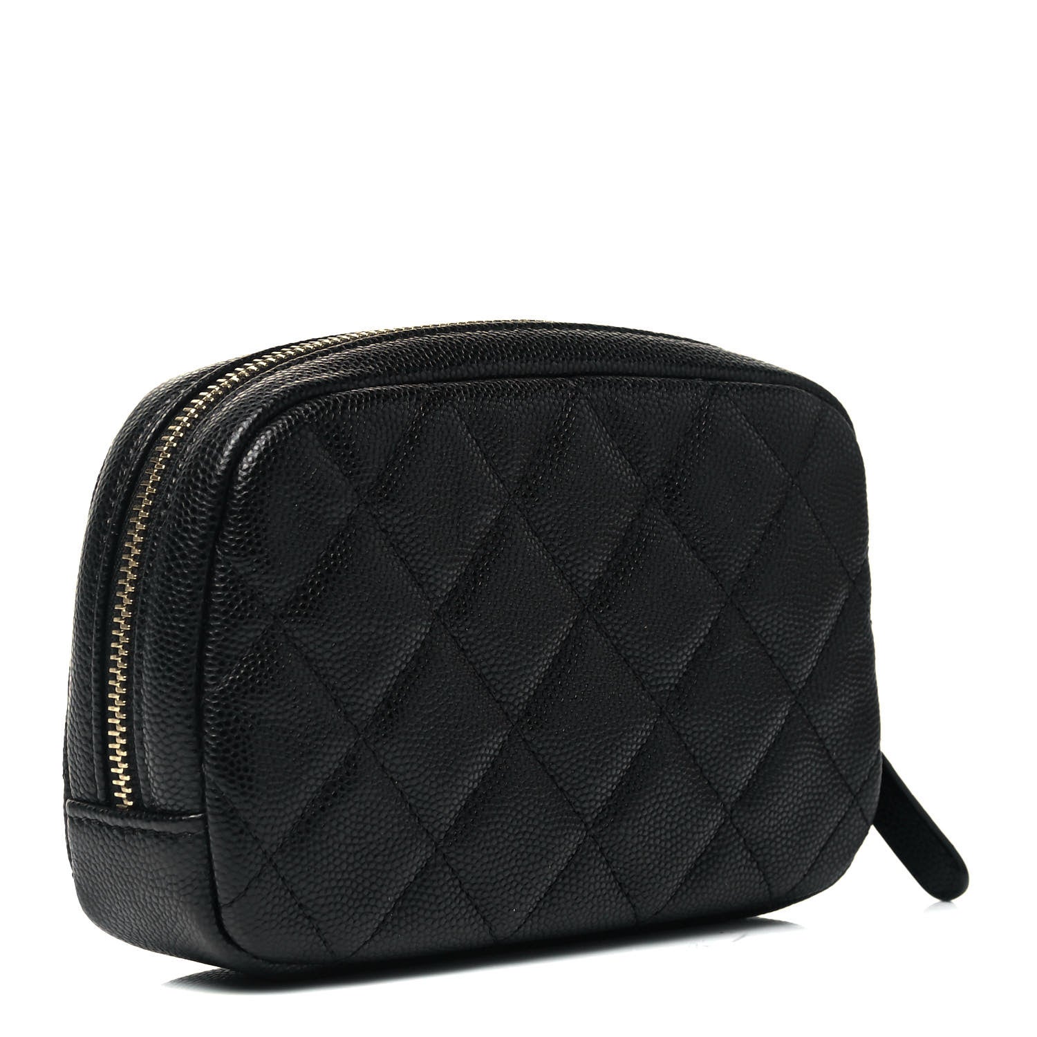 Chanel Caviar Quilted Small Curvy Pouch Cosmetic Case Black 3 of 9