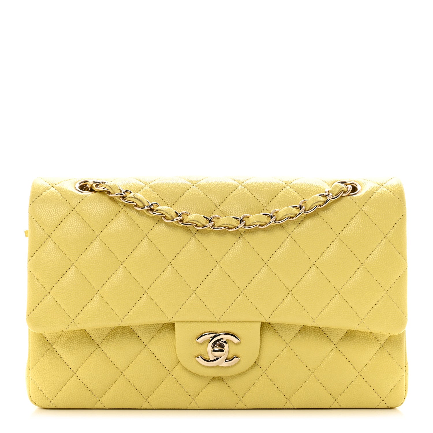 Chanel Caviar Quilted Medium Double Flap Yellow 1 of 10