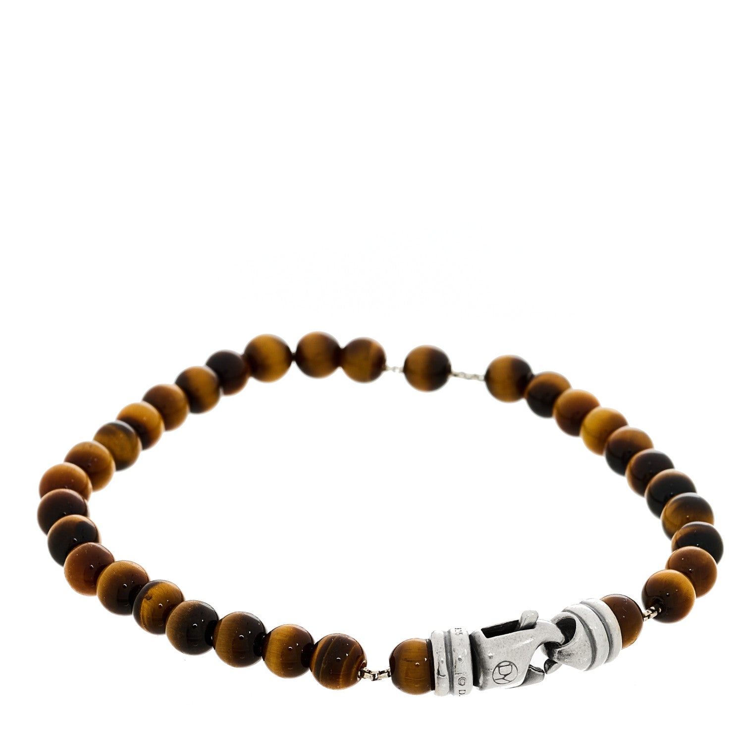David Yurman Sterling SIlver Tigers Eye 6mm Spiritual Beads Bracelet 1 of 3