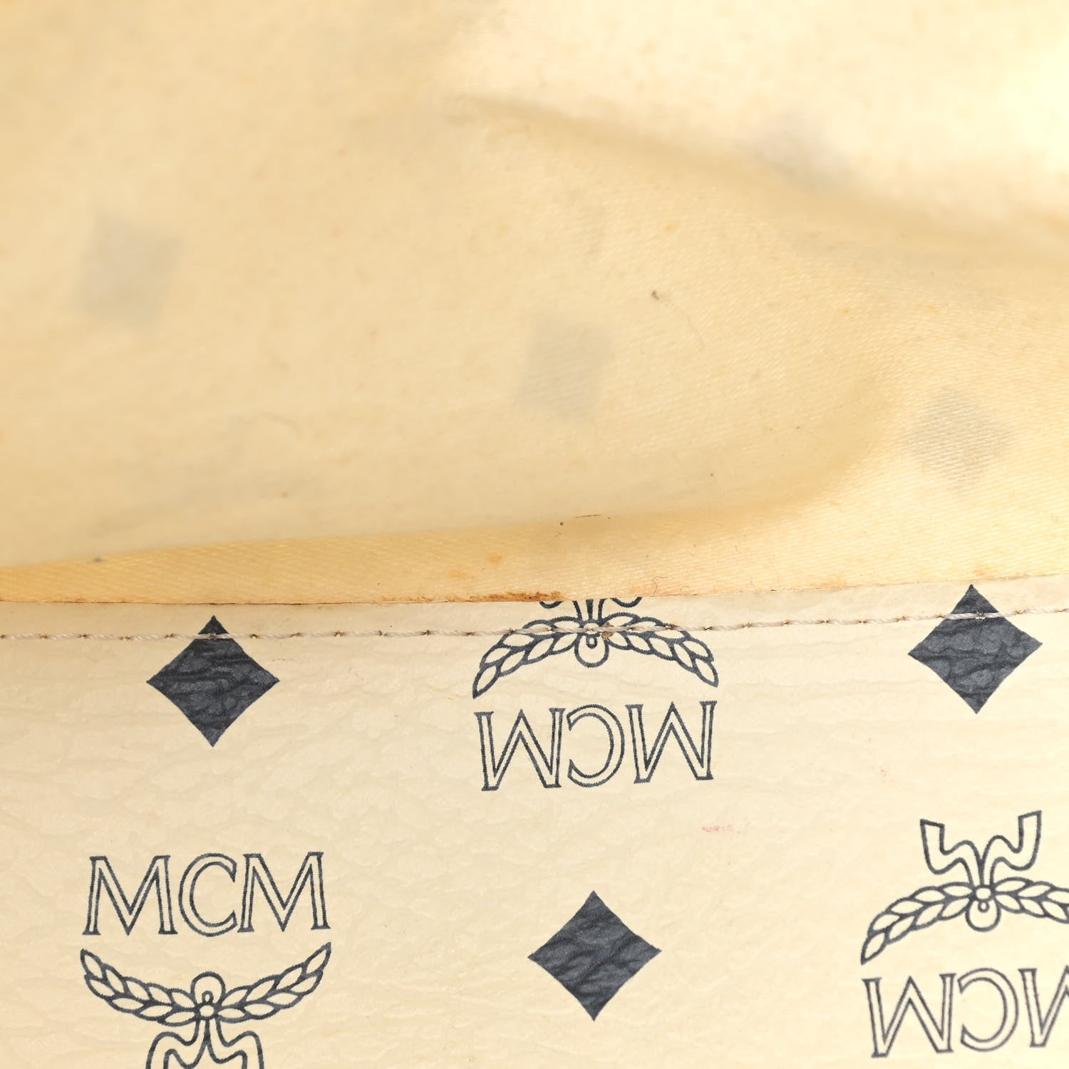 MCM Lambskin Coated Canvas Monogram Chain Tote White 15 of 15